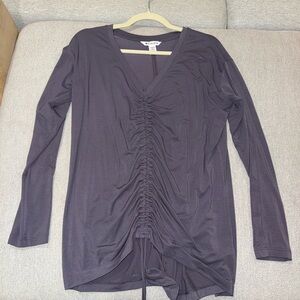 Athleta Long Sleeve Ruched V-Neck Top - Charcoal